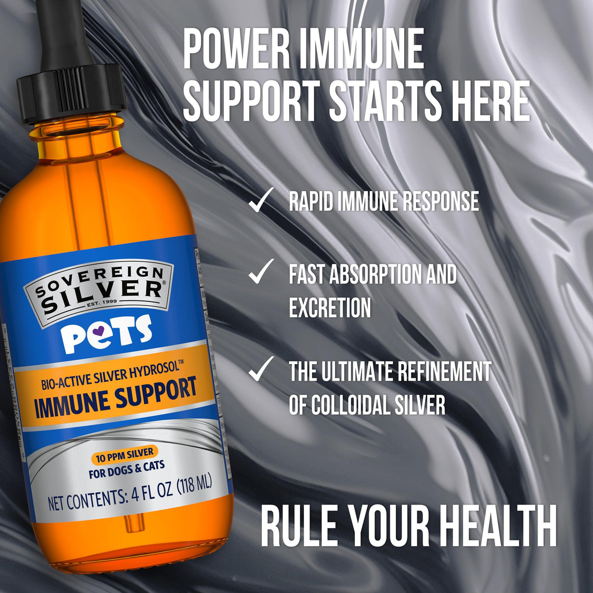 Sovereign Silver Colloidal Silver pour Animaux 118 mL - vue latérale
