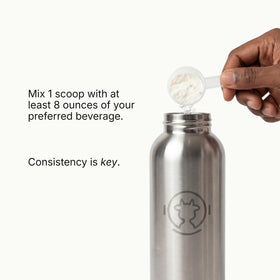 Spacemilk créatine, portion de 5g dans un verre d'eau