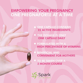 Spark Nutrition Vitamines Prénatales avec un fond de grossesse