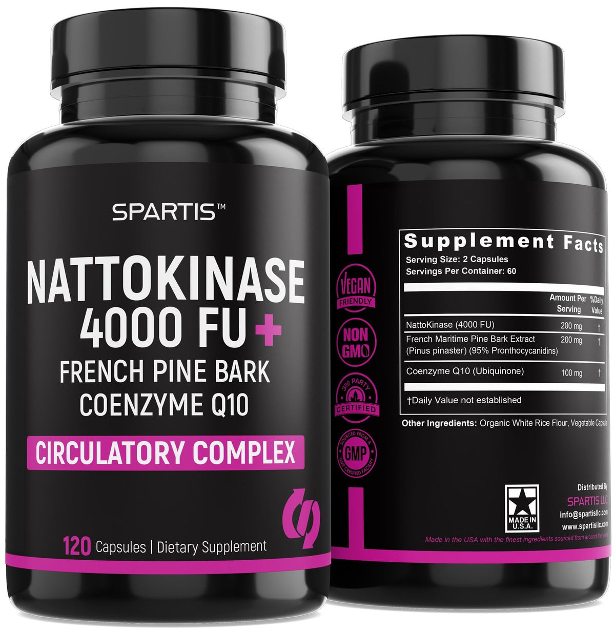SPARTIS complément Nattokinase 4000 FU 120 capsules vue de face