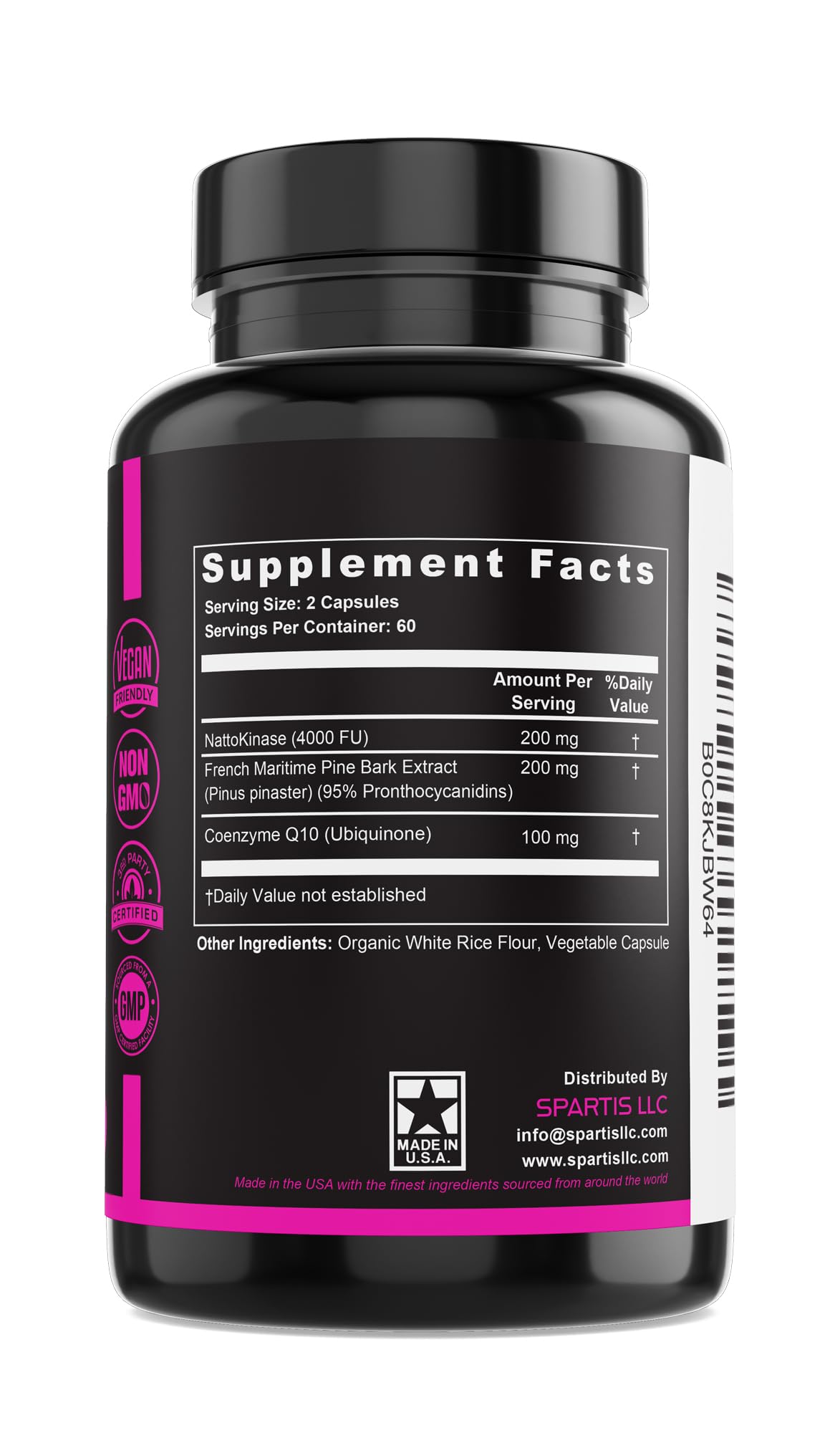 SPARTIS Nattokinase 4000 FU CoQ10 100mg capsules sur une table