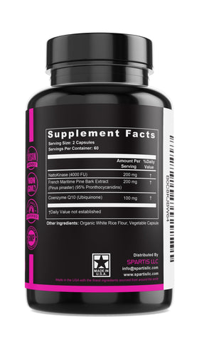 SPARTIS Nattokinase 4000 FU CoQ10 100mg capsules sur une table
