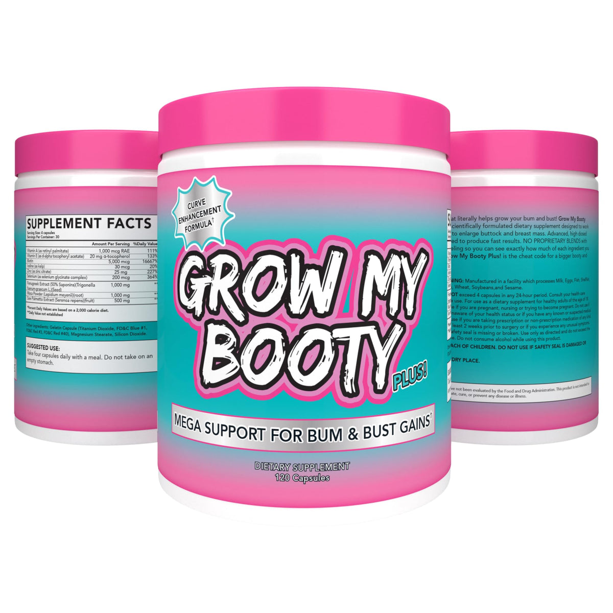 SPAZMATIC Grow My Booty Plus 150g avec d'autres compléments alimentaires