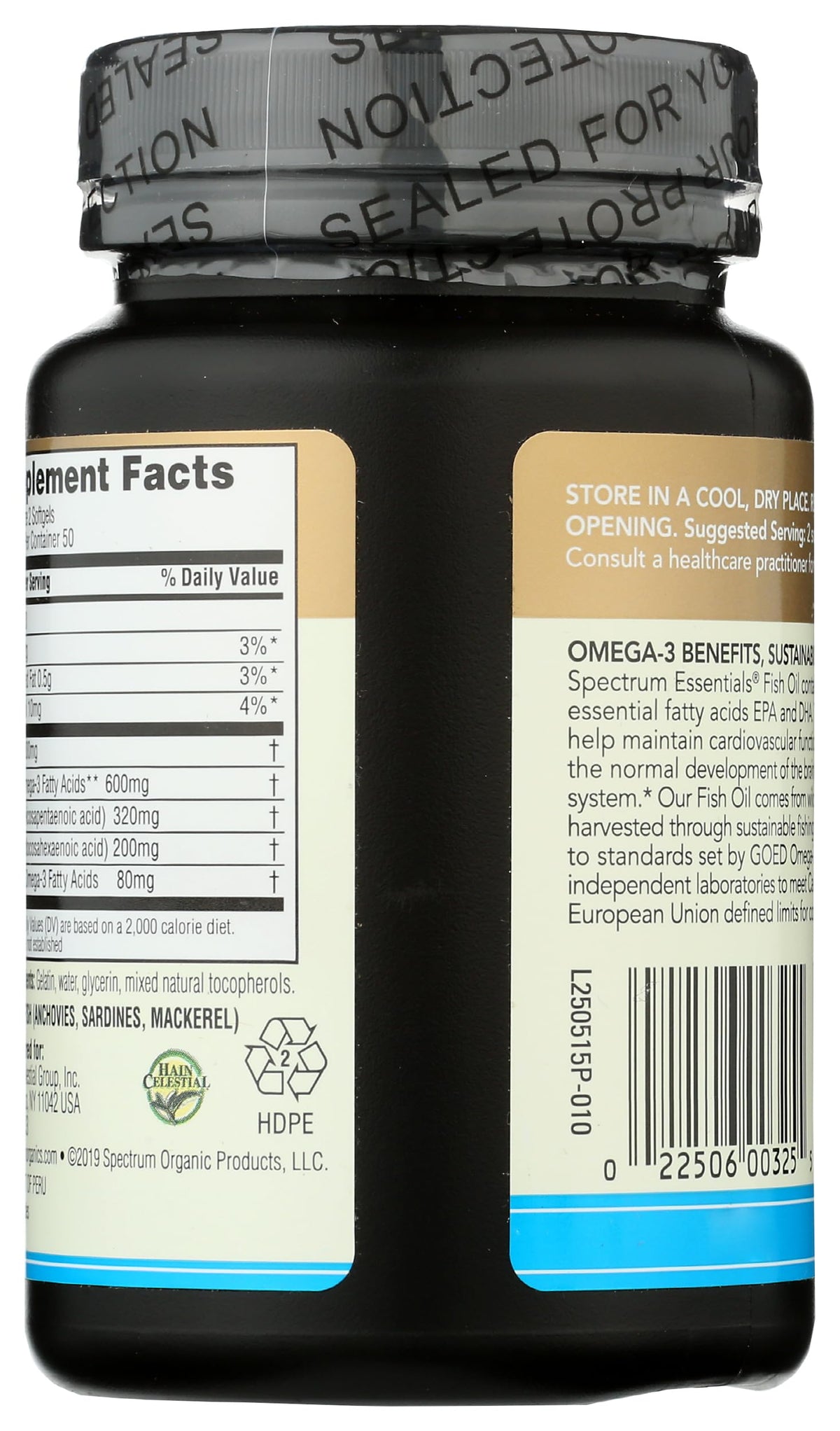 Spectrum Huile de Poisson 1000 mg gélules souples arrière