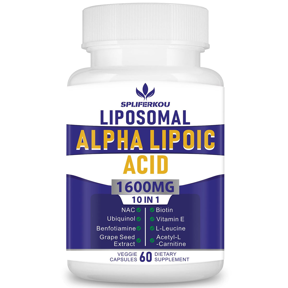 Spliferkou Acide Alpha Lipoïque 1600mg 60 capsules vue de face