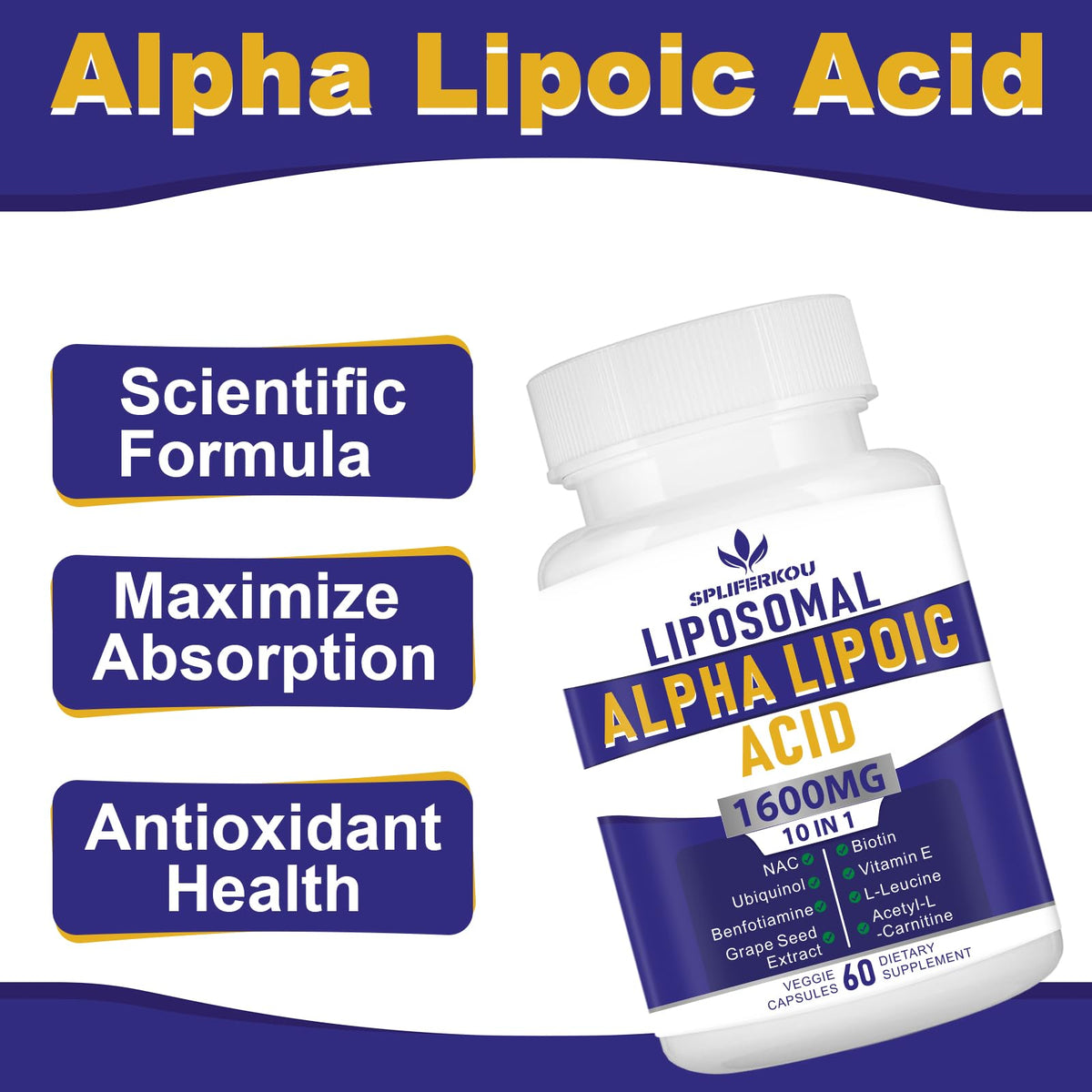 Spliferkou Acide Alpha Lipoïque sur fond blanc