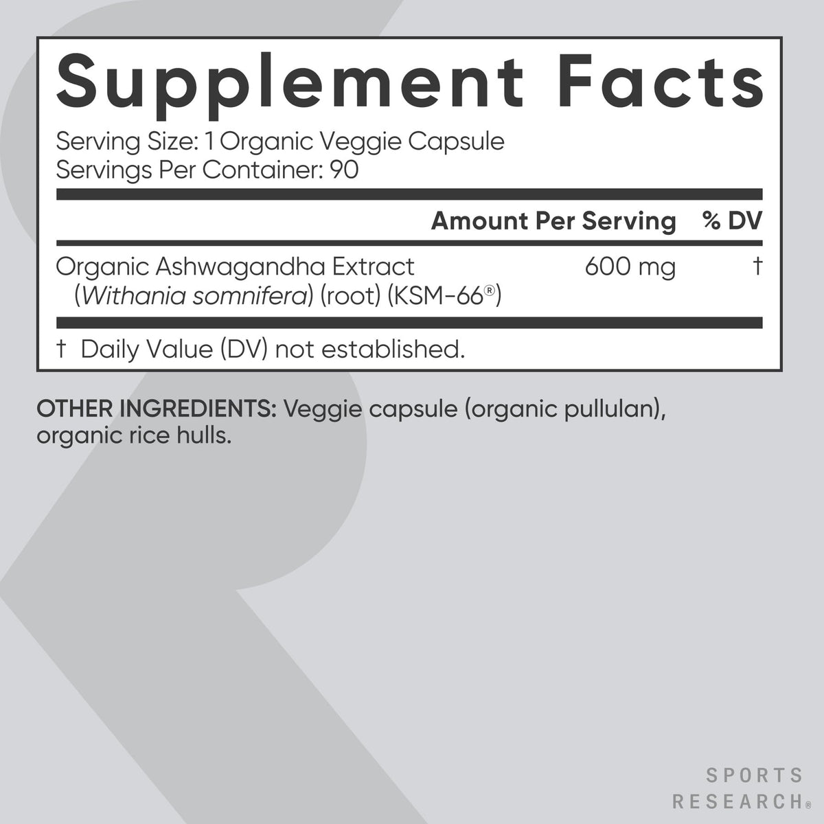 Sports Research Ashwagandha bottle on a wooden surface