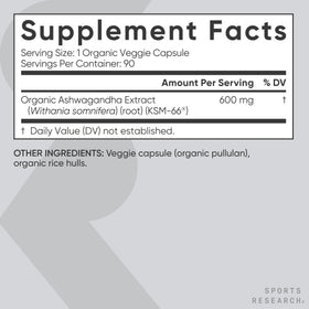 Sports Research Ashwagandha bottle on a wooden surface