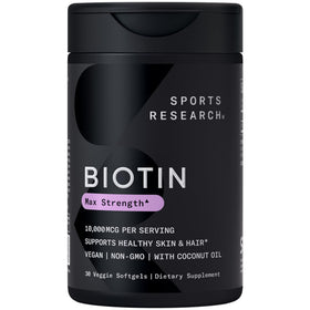 Sports Research Biotine 10 000 mcg gélules végétales avec huile de coco