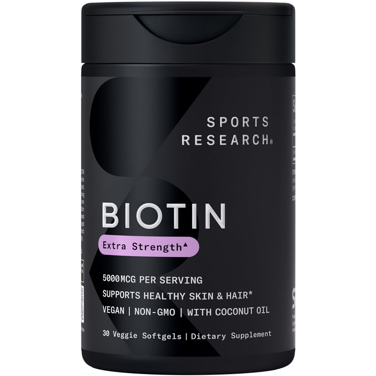 Sports Research Biotine 5 000 mcg gélules végétales avec huile de coco