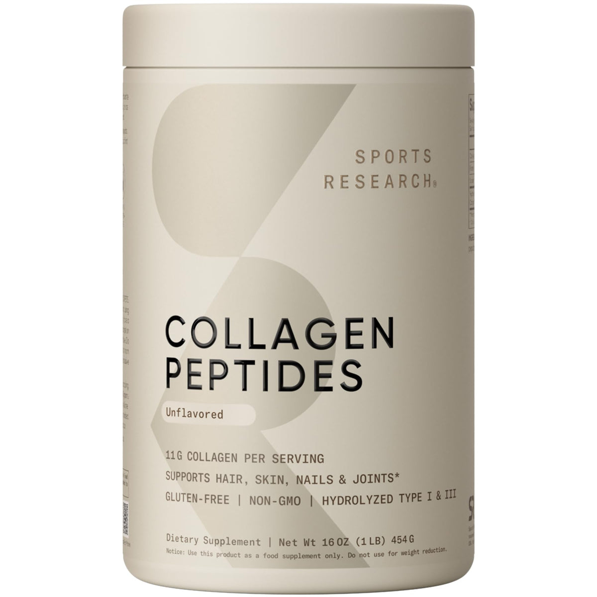 Sports Research Collagen Peptides Poudre 572g vue de face