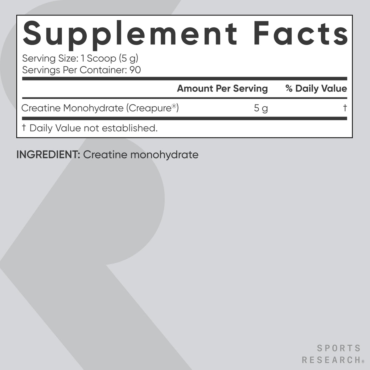 Sports Research Creatine Monohydrate 540g sur un plan de travail