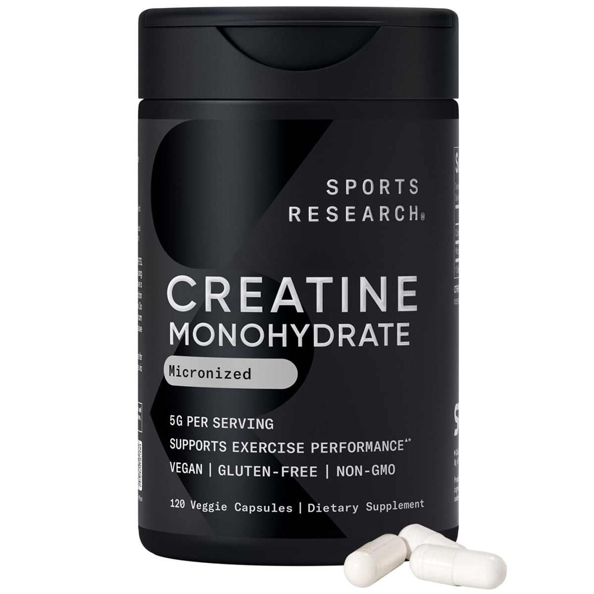 Sports Research Créatine Monohydrate Capsules 120 comprimés vue avant
