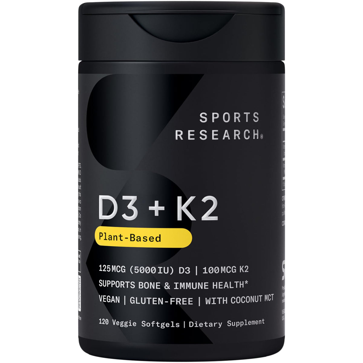 Sports Research D3 + K2 120 gélules végétales vue de face
