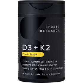 Sports Research D3 + K2 60 capsules végétales, vue de face