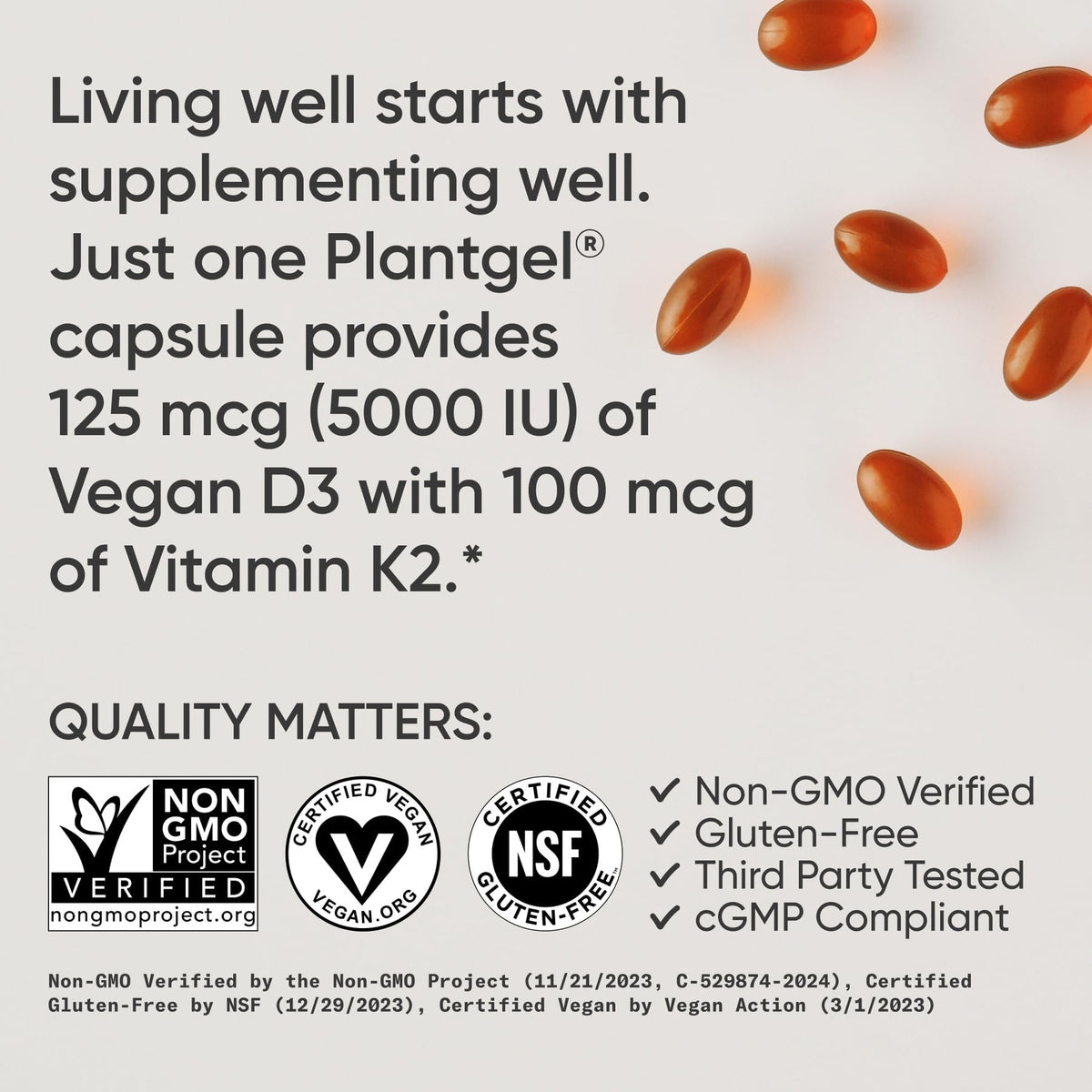 Sports Research D3 + K2 capsules végétales, présentation sur une surface