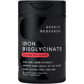 Sports Research Fer 25mg avec Vitamine C 90 capsules liquides vue de face