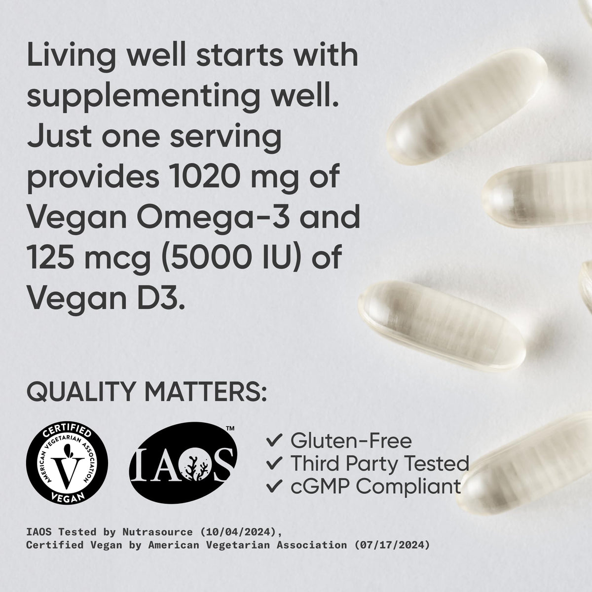 Sports Research Huile d'Algue Végétale Omega-3 1400mg étiquette détaillée