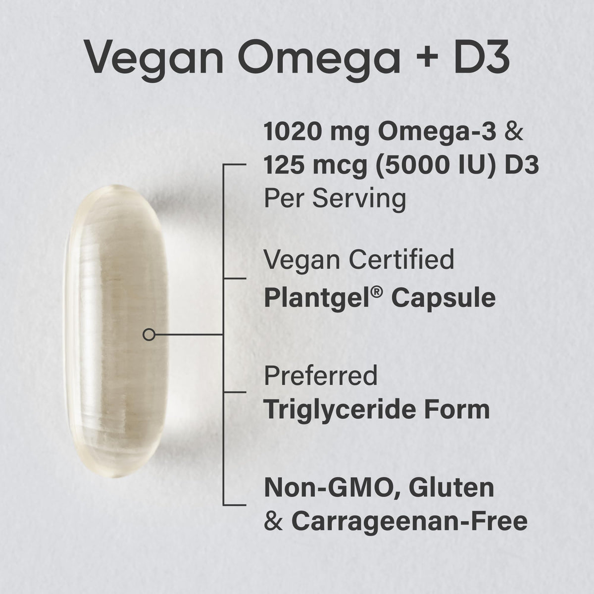 Sports Research Huile d'Algue Végétale Omega-3 1400mg gélules vue de dessus