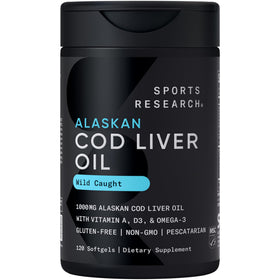 Sports Research Huile de Foie de Morue Alaskienne 1000mg gélules avant