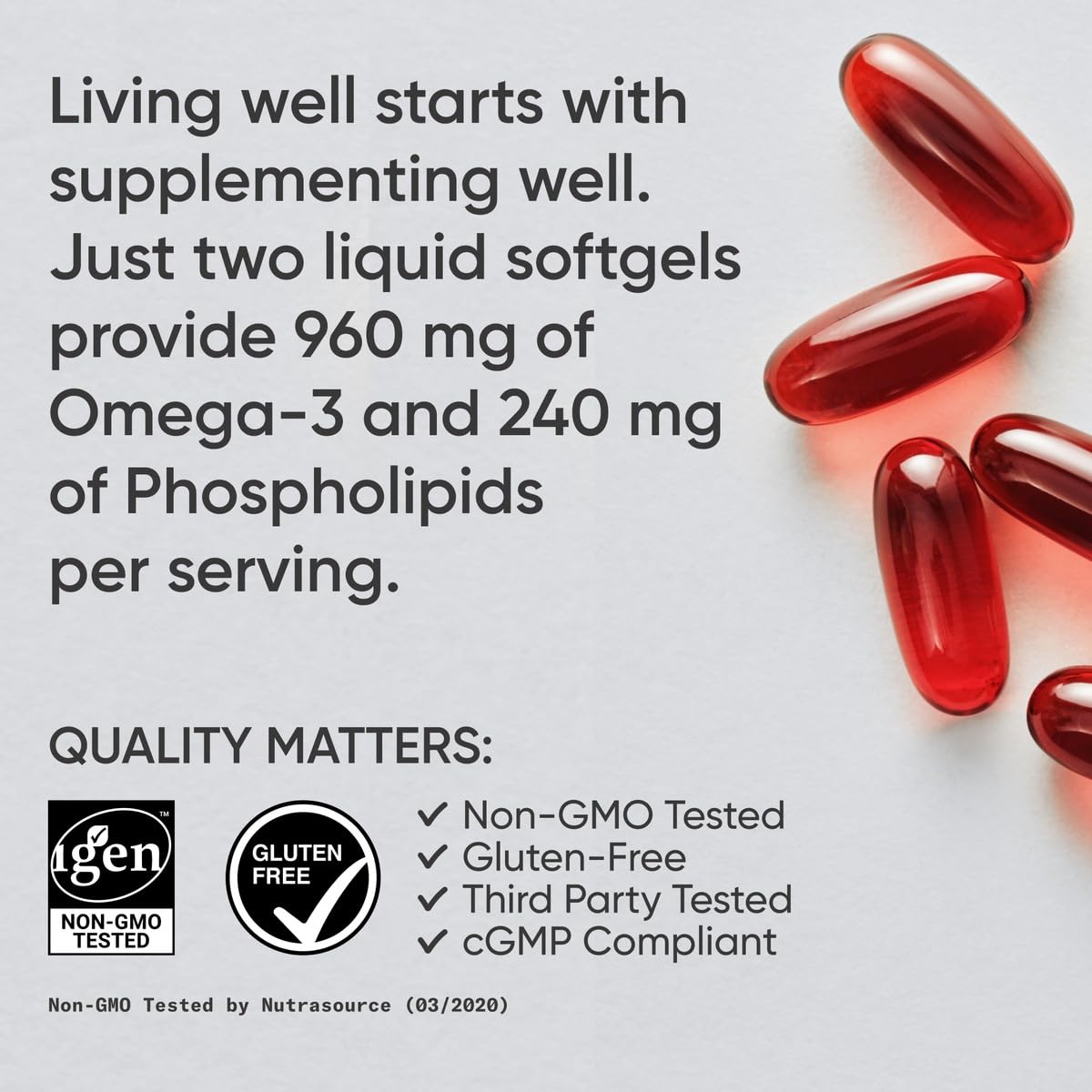 Sports Research Huile de Poisson Omega-3 Totale 2200mg sur une table