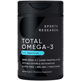 Sports Research Huile de Poisson Omega-3 Totale 2200mg vue avant