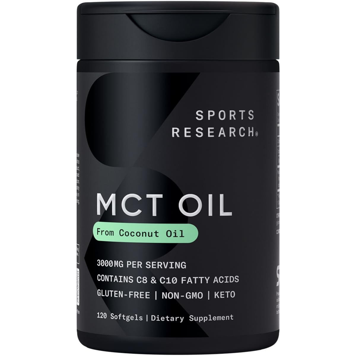 Sports Research Huile MCT 3000mg 120 capsules softgel vue avant
