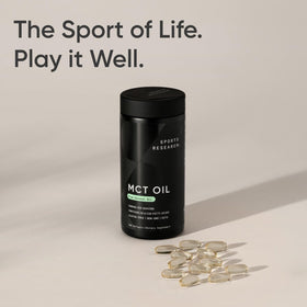 Sports Research Huile MCT 3000mg avec huile de coco en arrière-plan
