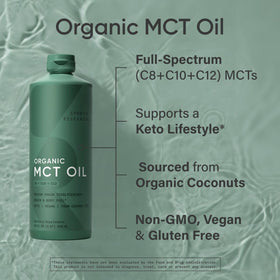 Sports Research Huile MCT Bio 128oz bouteille à côté d'un café
