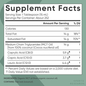 Sports Research Huile MCT Bio 128oz vue arrière