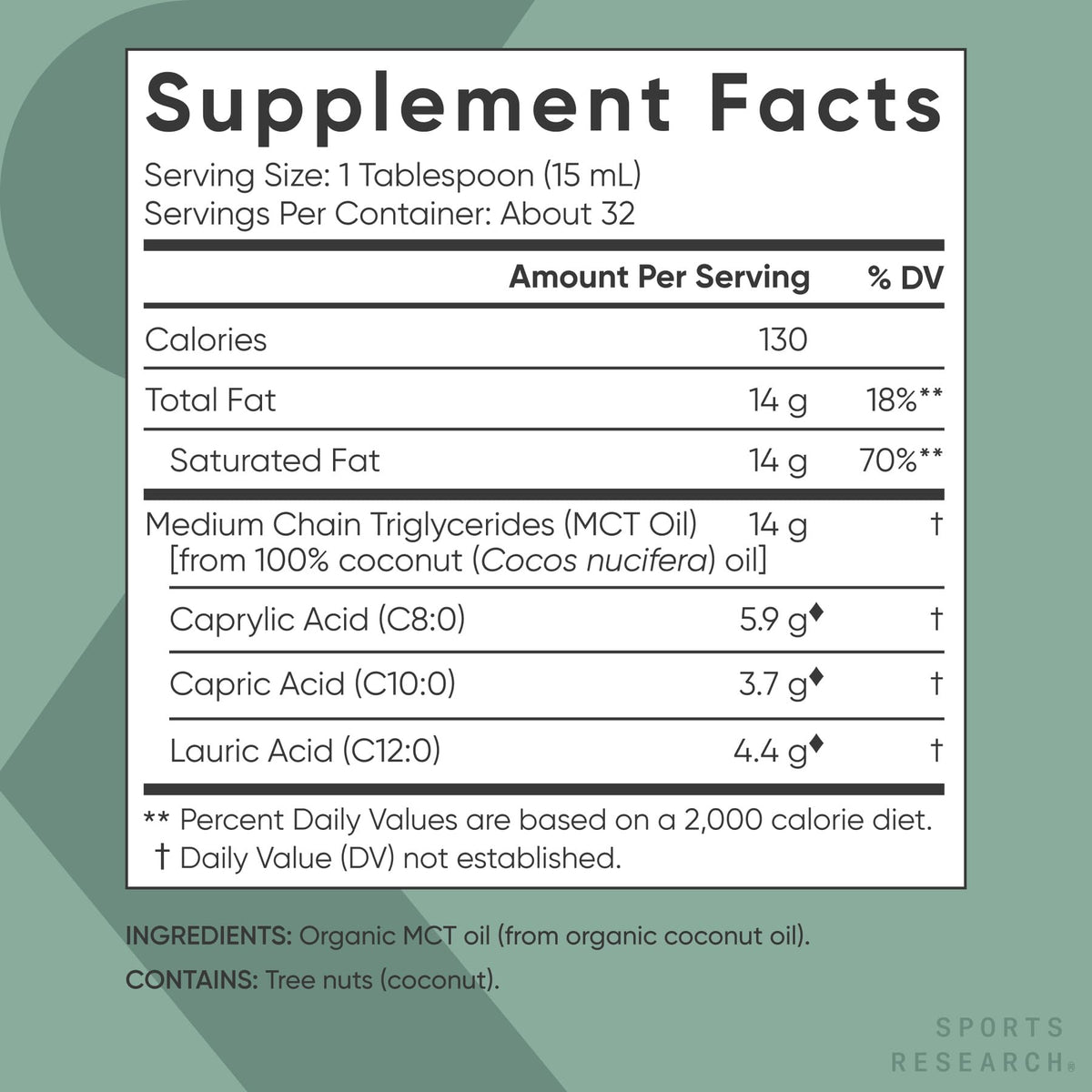 Sports Research Huile MCT Bio avec des ingrédients naturels