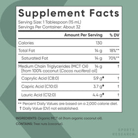 Sports Research Huile MCT Bio avec des ingrédients naturels