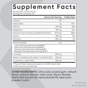 Sports Research Keto + Exogenous Ketones 422g Framboise Citron sur une table
