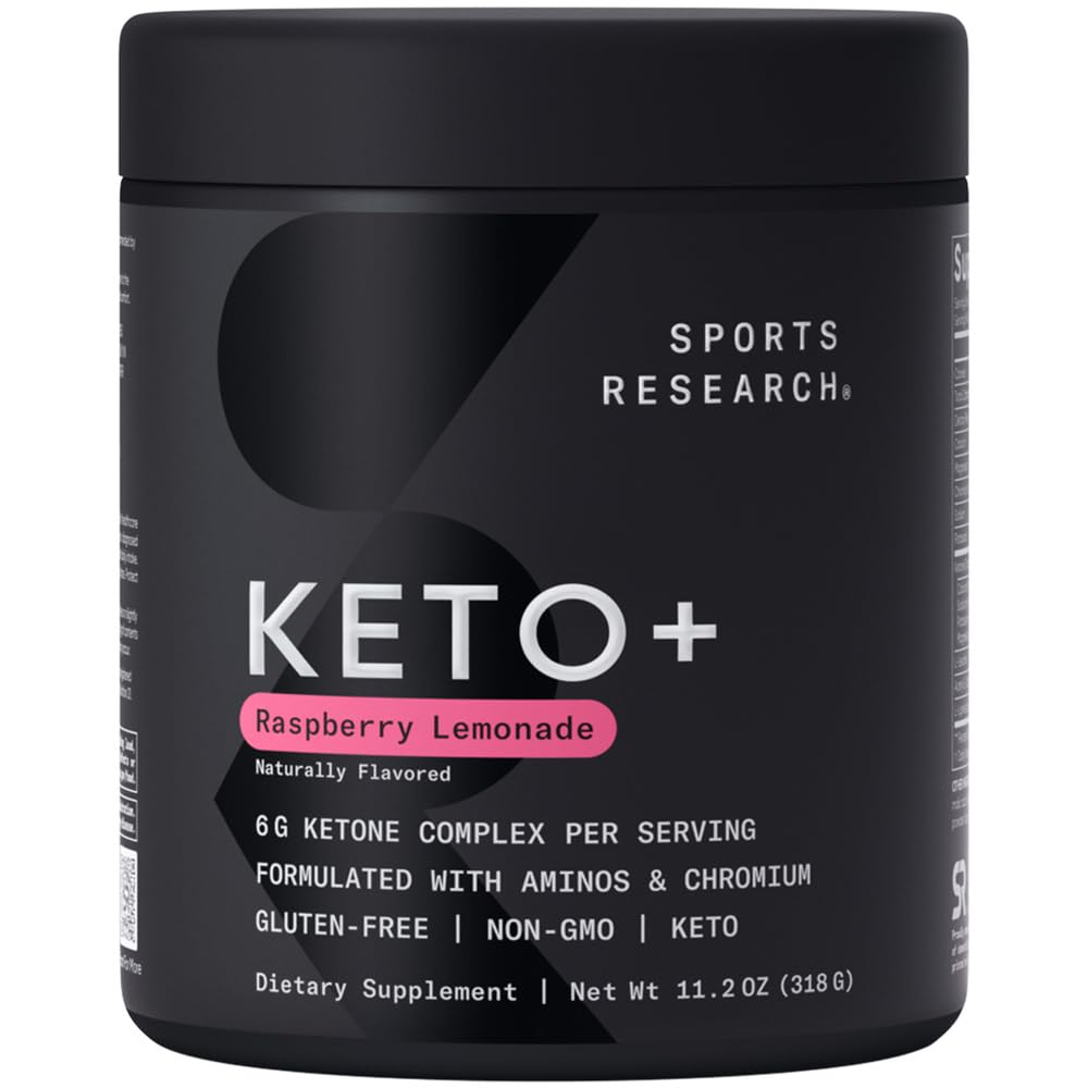 Sports Research Keto + Exogenous Ketones 422g Framboise Citron vue de face