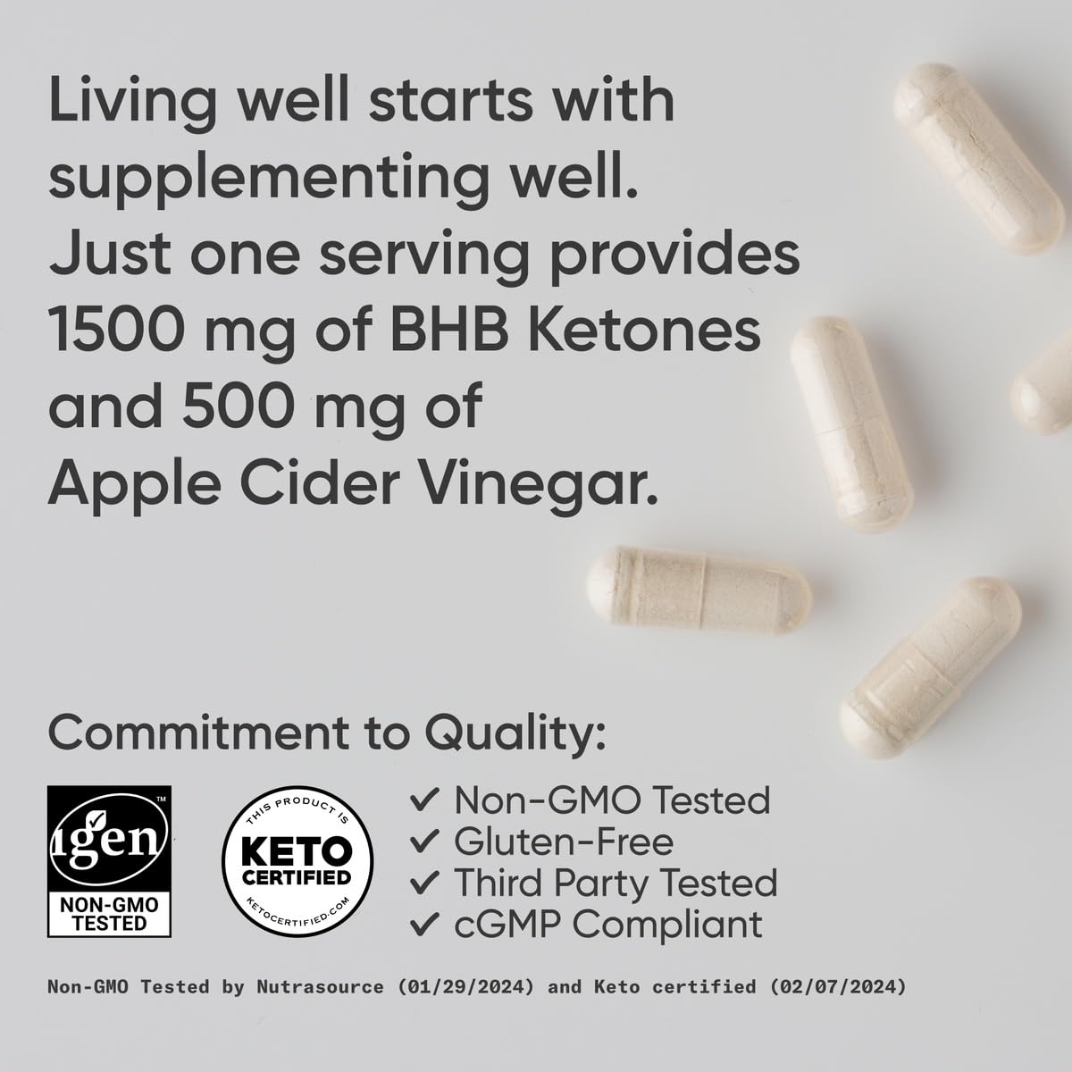 Sports Research Keto Plus Vinaigre de Cidre de Pomme 120 Capsules - capsules dans une cuillère
