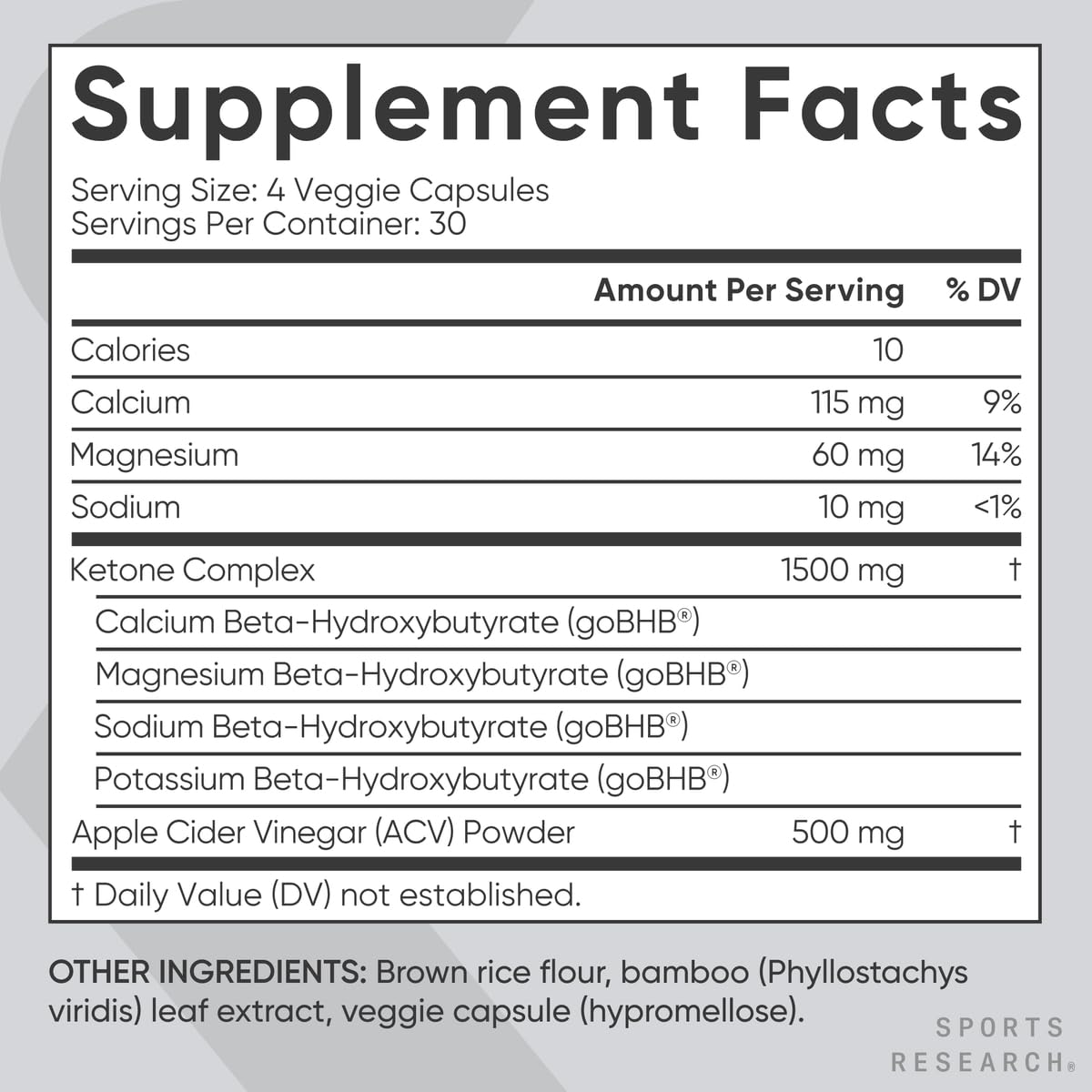 Sports Research Keto Plus Vinaigre de Cidre de Pomme 120 Capsules - emballage