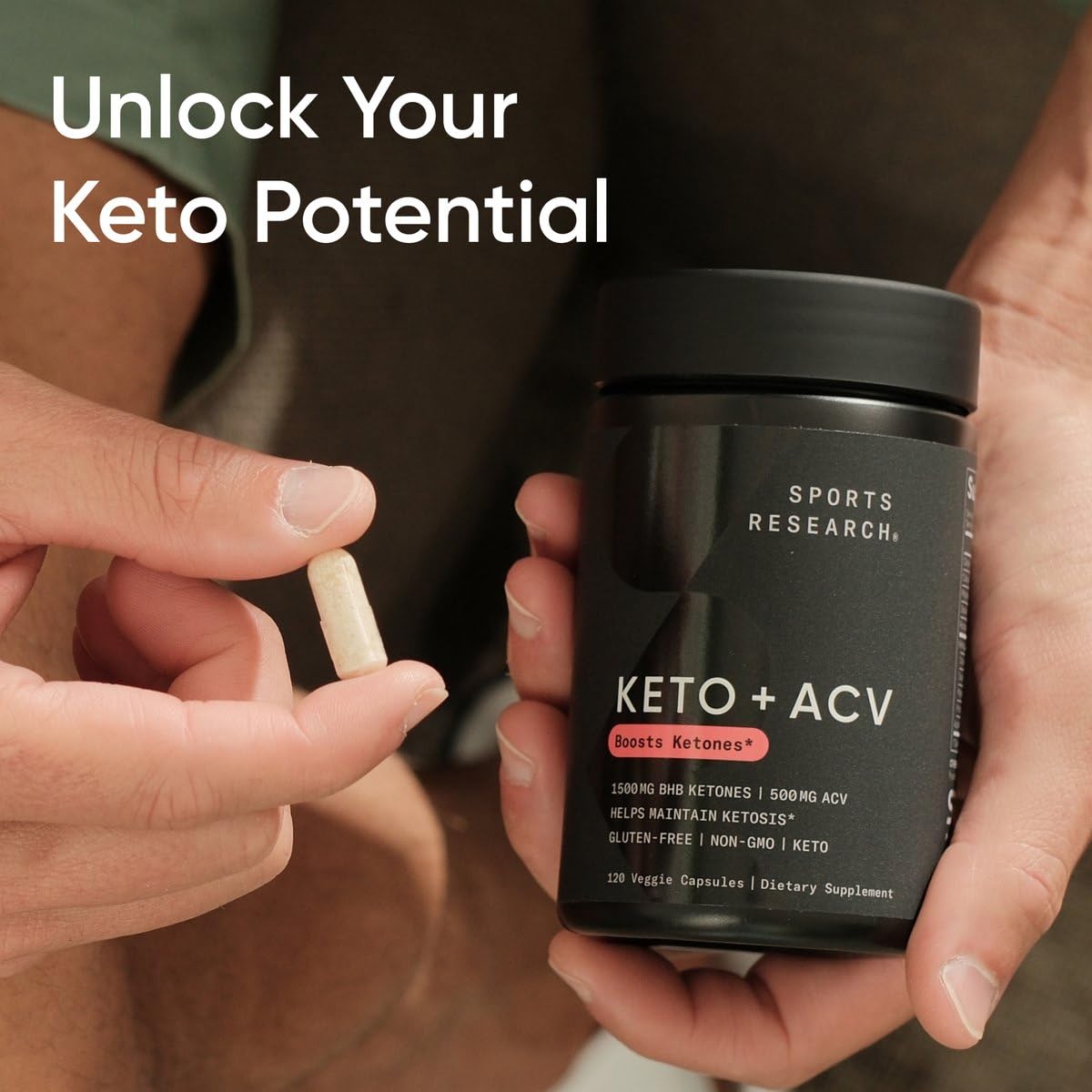 Sports Research Keto Plus Vinaigre de Cidre de Pomme 120 Capsules - prise quotidienne