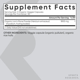 Sports Research Lion's Mane gélules végétales sur fond neutre