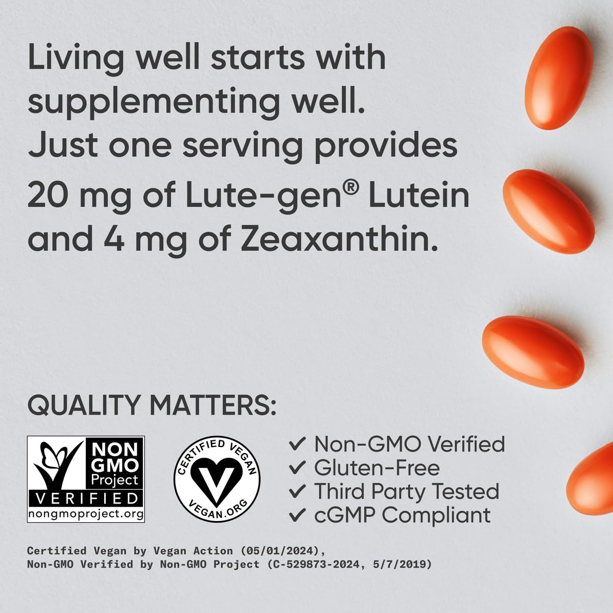 Sports Research Lutein + Zeaxanthin avec huile de coco bio en arrière-plan