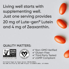 Sports Research Lutein + Zeaxanthin avec huile de coco bio en arrière-plan