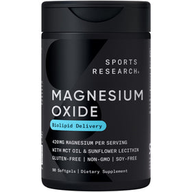 Sports Research Magnésium 420mg gélules avec huile de coco MCT vue de face