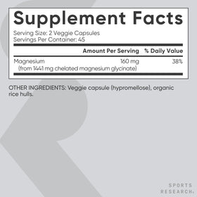 Sports Research Magnésium Glycinate sur un fond blanc