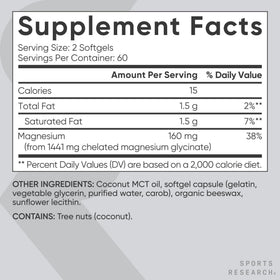 Sports Research Magnésium Glycinate sur une table en bois
