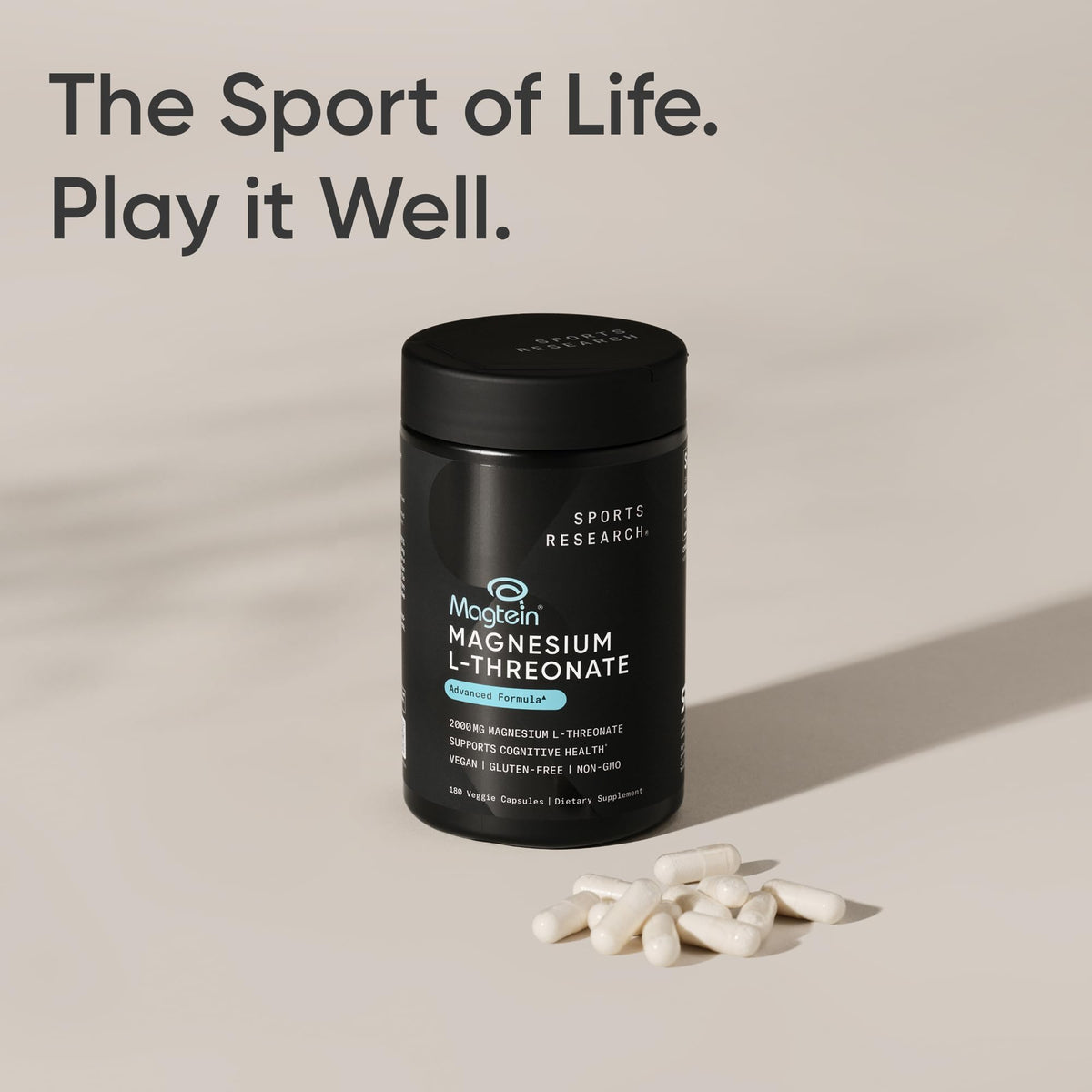 Sports Research Magnésium L-Thréonate 2000mg avec une échelle pour taille