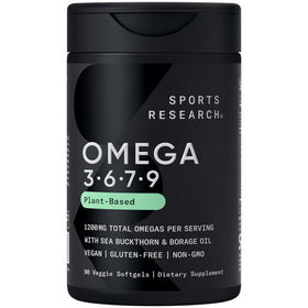Sports Research Omega 3-6-7-9 Végétal 1635mg 90 capsules, vue de face