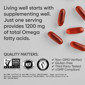 Sports Research Omega 3-6-7-9 Végétal 1635mg gélule ouverte montrant le contenu