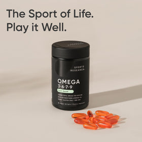Sports Research Omega 3-6-7-9 Végétal 1635mg gélules et boîte de stockage