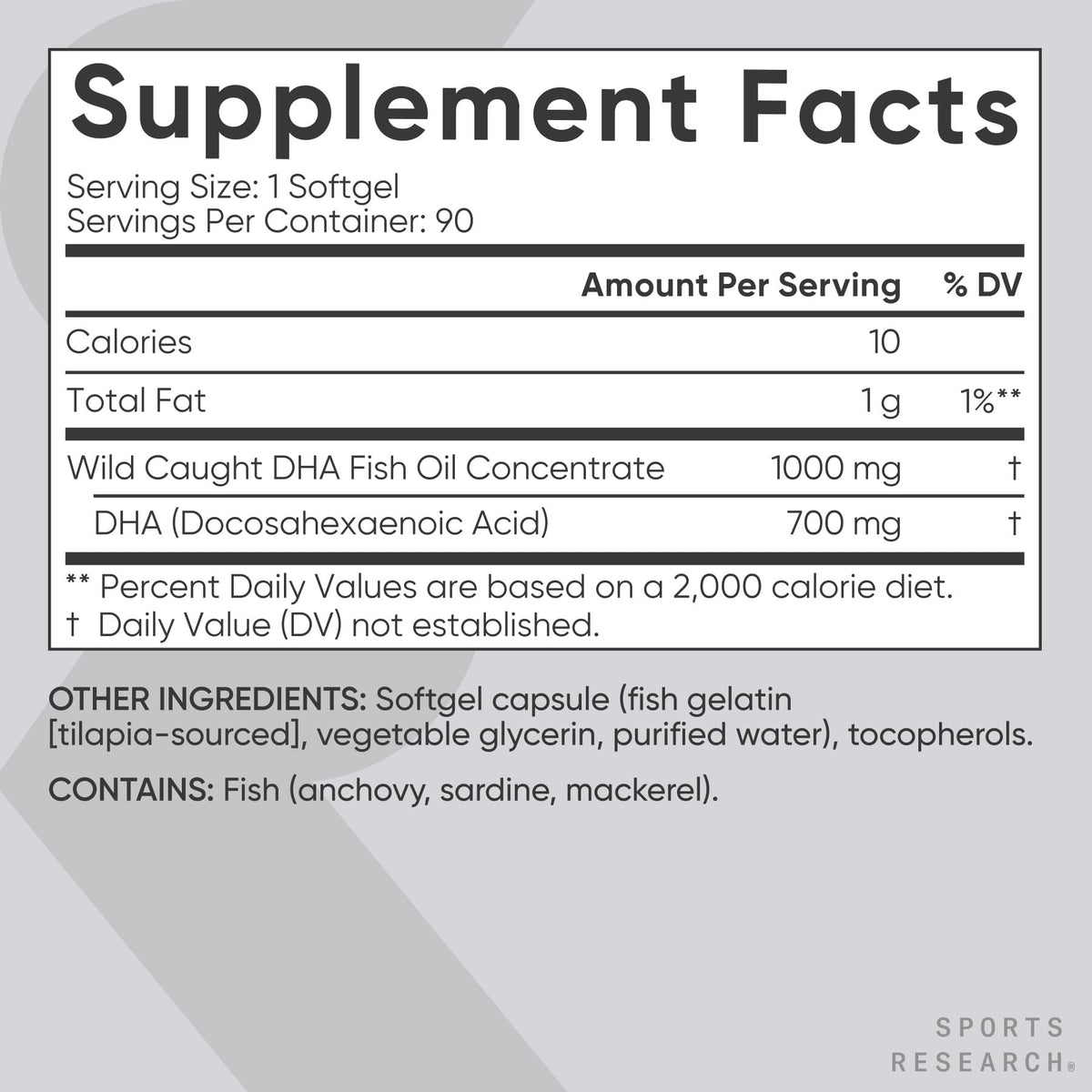 Sports Research Omega-3 DHA 700mg gélules molles avec un verre d'eau