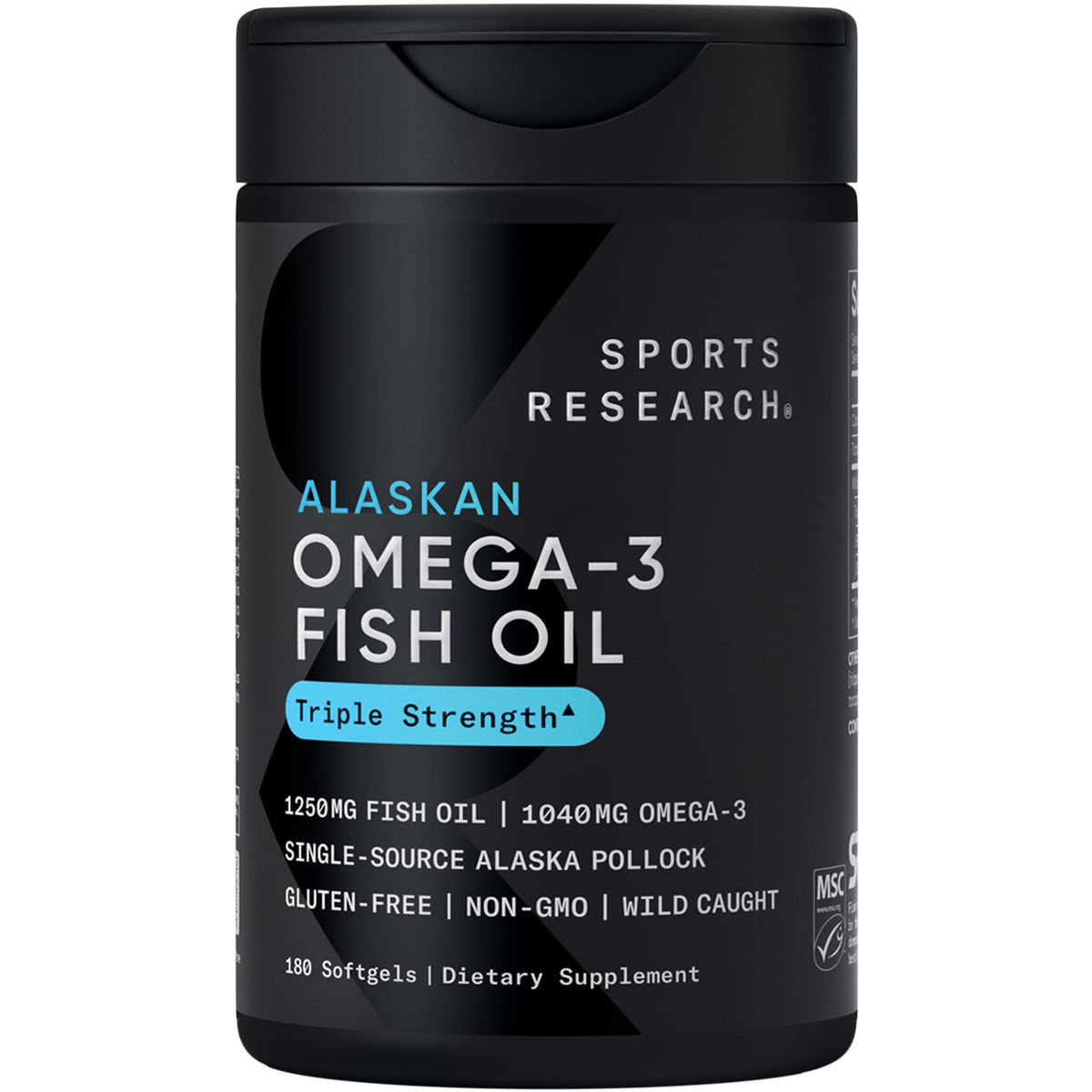Sports Research Omega-3 Huile de Poisson 1250mg gélules vue de face