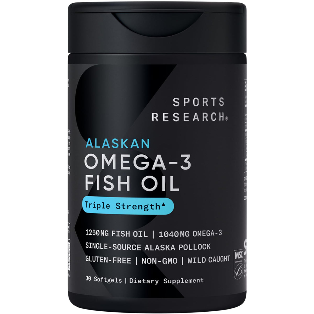 Sports Research Omega-3 Huile de Poisson 1250mg vue avant